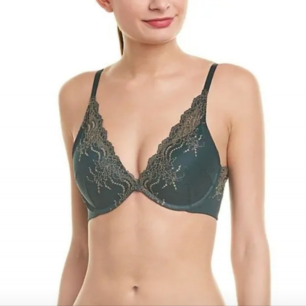 SPANX Lace Trim Bra in Dark Green